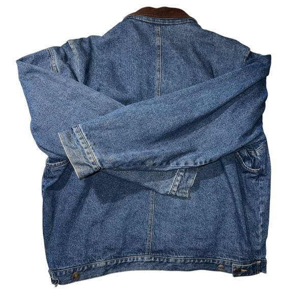 Geoffrey Beene Men’s Leather Collar Denim Jacket Size XL - Picture 3 of 9